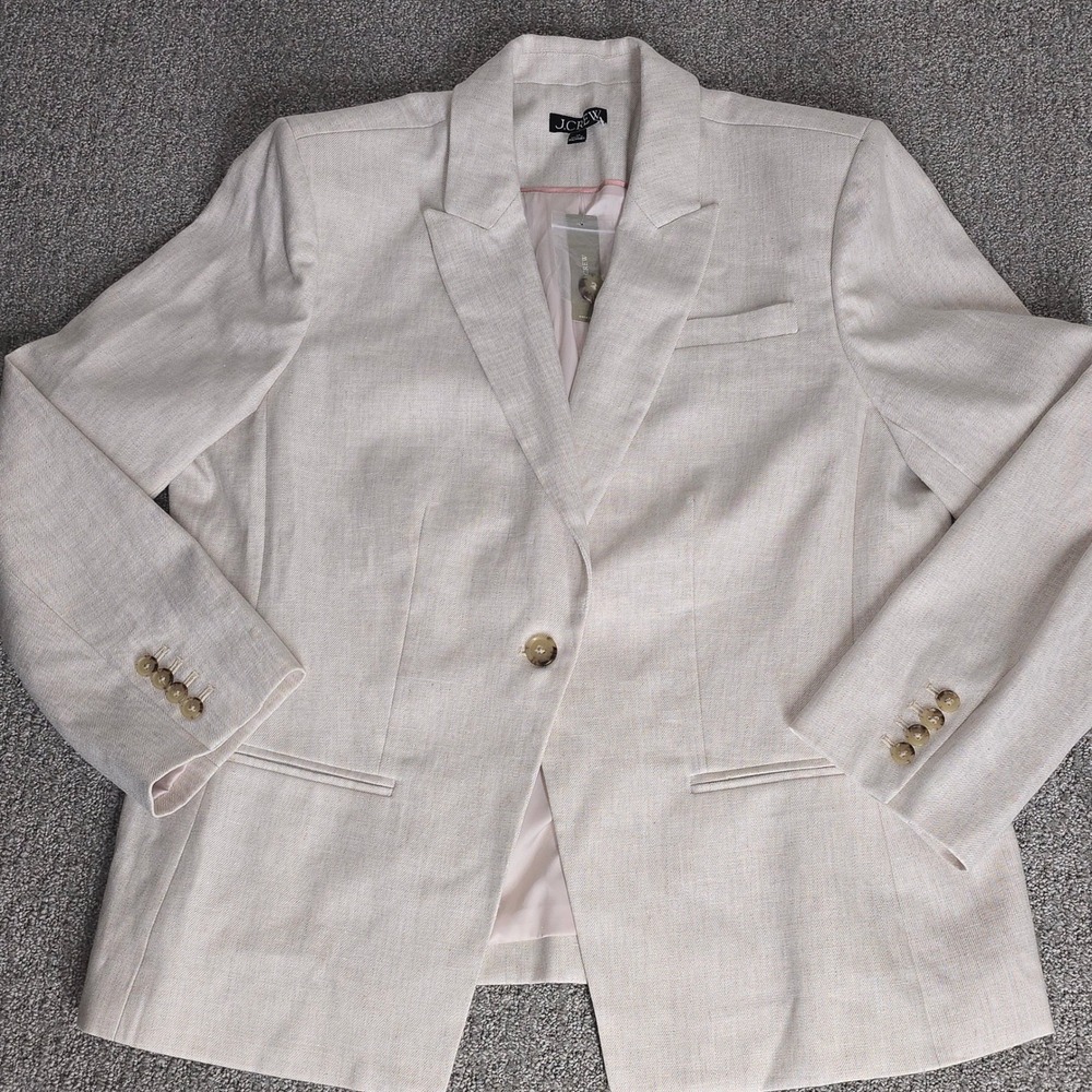 J.Crew Alexandra Blazer 12 Flax Ivory Linen Blend NWT Quiet Luxury Coastal
